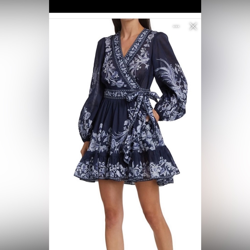 Zimmermann Navy and White Floral Mini Dress